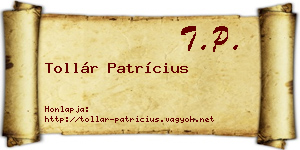 Tollár Patrícius névjegykártya